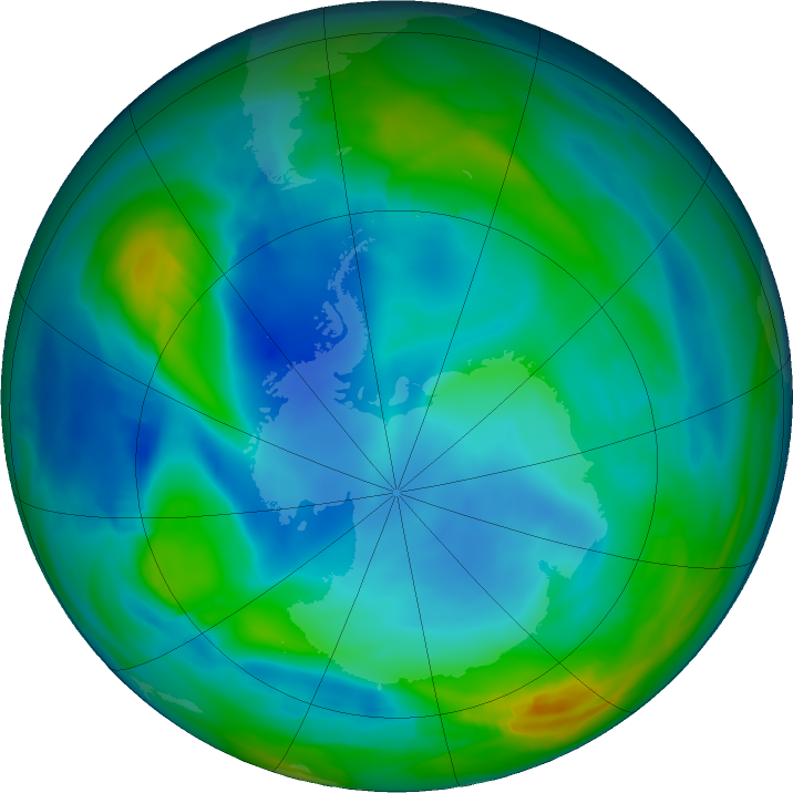 Antarctic ozone map for 09 June 2025